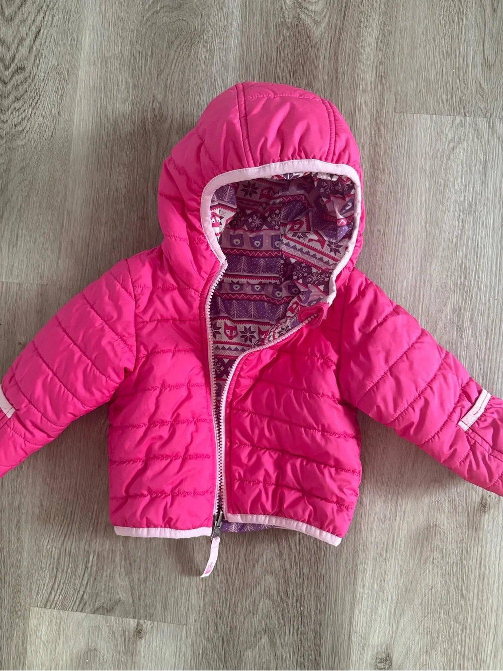 Pink Reversible North Face Baby Puffer Jacket